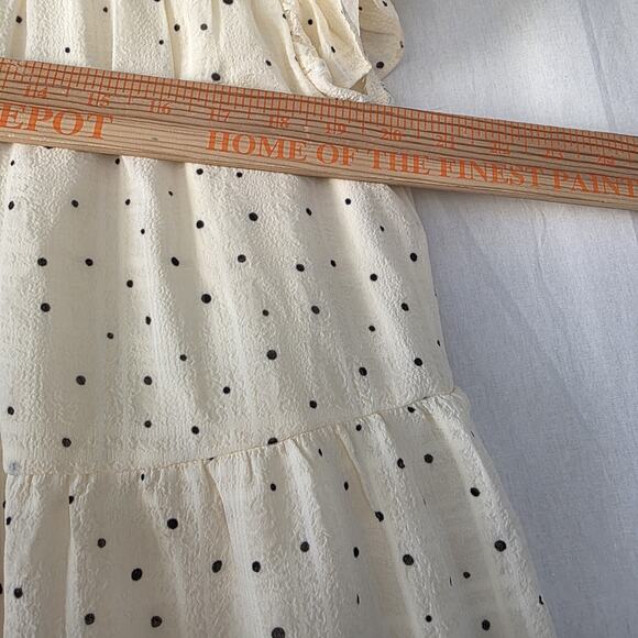 BLU PEPPER Women's Size M Babydoll Mini Dress Tiered Cream Black Polka Dot New - Picture 7 of 10